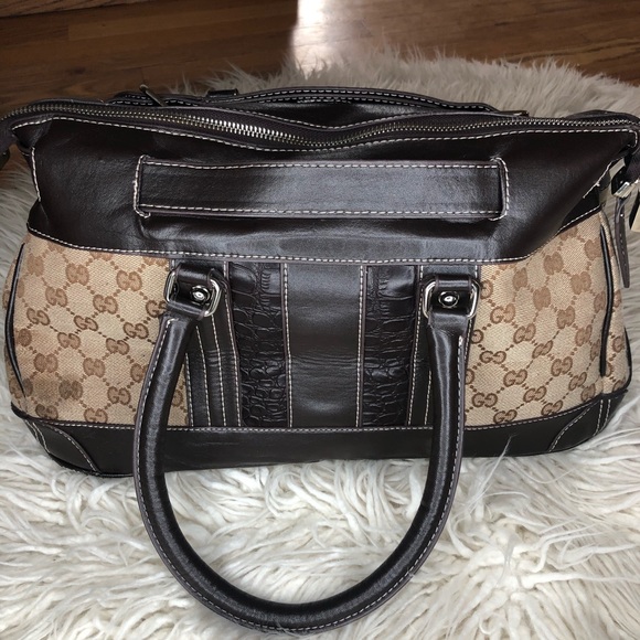 Vintage Gucci Crocodile & Leather Secret Web Tote - Picture 2 of 11